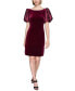 Women's Velvet Taffeta Puffed-Sleeve Dress