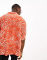 ASOS DESIGN boxy oversized revere shirt in orange scribble floral print