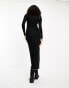 Vero Moda Tall lettuce edge jersey maxi dress with long sleeves in black