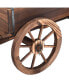 Wood Wagon Flower Planter Pot Stand W/Wheels