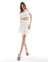 Style Cheat broderie ruffle mini skirt in white co-ord