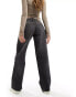 Weekday Ample low waist loose fit straight leg jeans in ash black