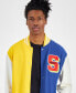 Men's Snoopy Speed Beagle Colorblocked Fleece Varsity Bomber Jacket