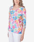 Women's Paradise Island Floral Butterfly Pleated Ruffle Top