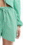 Esmee gingham beach short co-ord in green