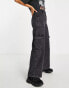 Weekday Julian cargo trousers in washed black