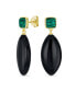 Unique Geometric Linear Malachite Black Natural Onyx Rhombus Shape Square Multi- Party Dangling Earrings For Women in Gold Plated