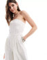 Pretty Lavish strapless jumpsuit with pockets in cream stripe