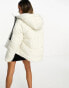 Calvin Klein Jeans logo drawstring short puffer jacket in white