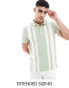 ASOS DESIGN polo in green and white stripe