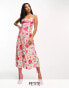 Forever New Petite slip midi dress in pink and red floral