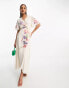 Hope & Ivy embroidered floral maxi dress in ivory