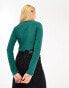 Aape by A Bathing Ape ribbed long sleeve button up crop top in green