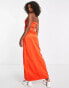 Extro & Vert Tall one shoulder maxi dress with split in rust satin