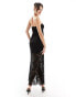 Miss Selfridge sheer lace bandeau maxi dress in black