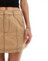 COLLUSION ripstop mini skirt with branding print in camel