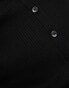 Miss Selfridge rib button through shirt in black