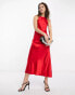 & Other Stories bias cut satin midi dress in red