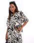 Vila boxy shirt co-ord in mono swirl print