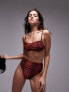 Topshop bandeau bikini top in red snake print