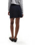 Pieces tailored notch front mini skirt in navy pinstripe