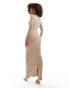 Daska structured high neck bengaline maxi dress in camel