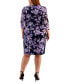 Plus Size Floral-Print 3/4-Sleeve Faux-Wrap Dress