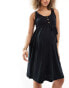 Mamalicious Maternity 2 function nursing button through mini sundress in black