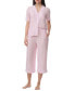 Women's 2-Pc. Notched-Collar Cropped Pajamas Set