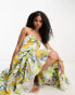 ASOS DESIGN twist front tiered babydoll voile maxi dress with frills and hi low hem in floral print