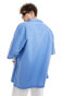 ASOS DESIGN 90s oversized shirt with deep revere collar in blue