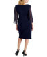 Petite Chiffon Cape-Sleeve Sheath Dress