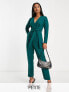 Closet London Petite tie waist kimono jumpsuit in emerald