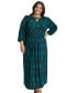 Plus Size Printed Tie-Neck Maxi Dress