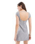 ASOS DESIGN curved neck cap sleeve mini dress in grey