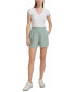 Women's Smocked-Waist Double-Crepe Pull-On Cotton Shorts