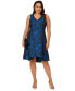 Plus Size Floral Jacquard Sleeveless Fit & Flare Dress