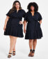 Trendy Plus Size Puff-Sleeve Tiered Mini Dress, Created for Macy's