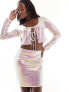 Aria Cove sequin mini skirt co-ord in pink