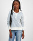 Juniors' Half-Zip Two-Tone-Knit Sweater