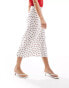 Wednesday's Girl midi slip skirt in white strawberry