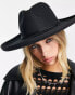 ASOS DESIGN structured wide brim fedora hat in black with trim detail