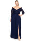 Plus Size Lace Off-The-Shoulder 3/4-Sleeve Gown