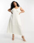 Vila Curve Bridal satin tie shoulder cami maxi dress in cream