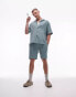 Topman co-ord short sleeve cheesecloth relaxed shirt in sage