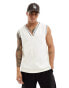 ASOS DESIGN relaxed vest with v-neck in beige