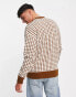 New Look relaxed fit puppytooth jumper in brown