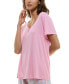 Women's Short-Sleeve Ribbed Henley Sleep Top