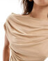 & Other Stories fitted top with drape detail in beige