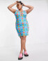 Daisy Street Plus mini dress with ring bust detail in bright retro floral